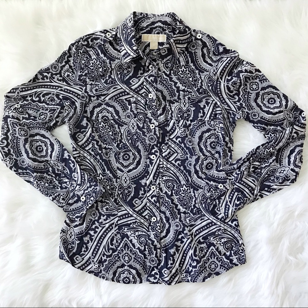 Michael Kors button down blue white size small.